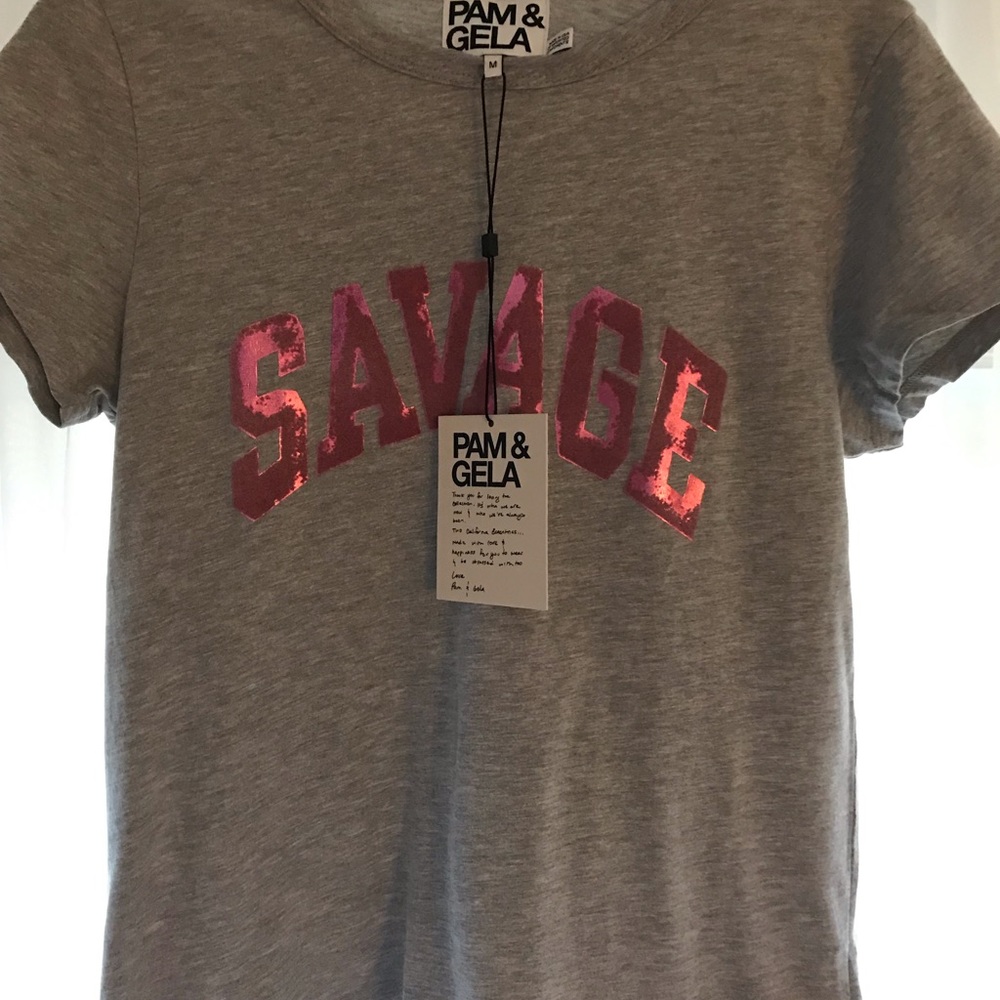 Pam and Gela 
PINK SAVAGE CREW NECK TEE